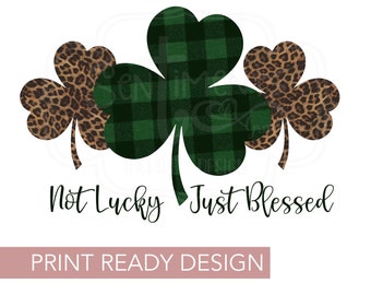 Nie Szczęściarz, tylko Błogosławiony Dzień Świętego Patryka Sublimacja Projekt Christian Koniczyna Pantera Gepard Zielona Kratka