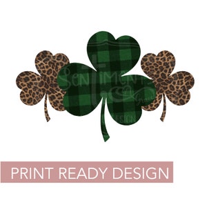 Anpassbare St. Patricks Day Sublimation Design Christian Shamrock Leopard Cheetah Green Plaid