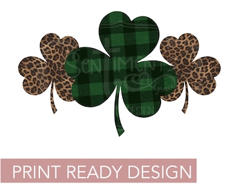 Personalizowany projekt sublimacji na Dzień Świętego Patryka Christian Shamrock Leopard Cheetah Green Plaid