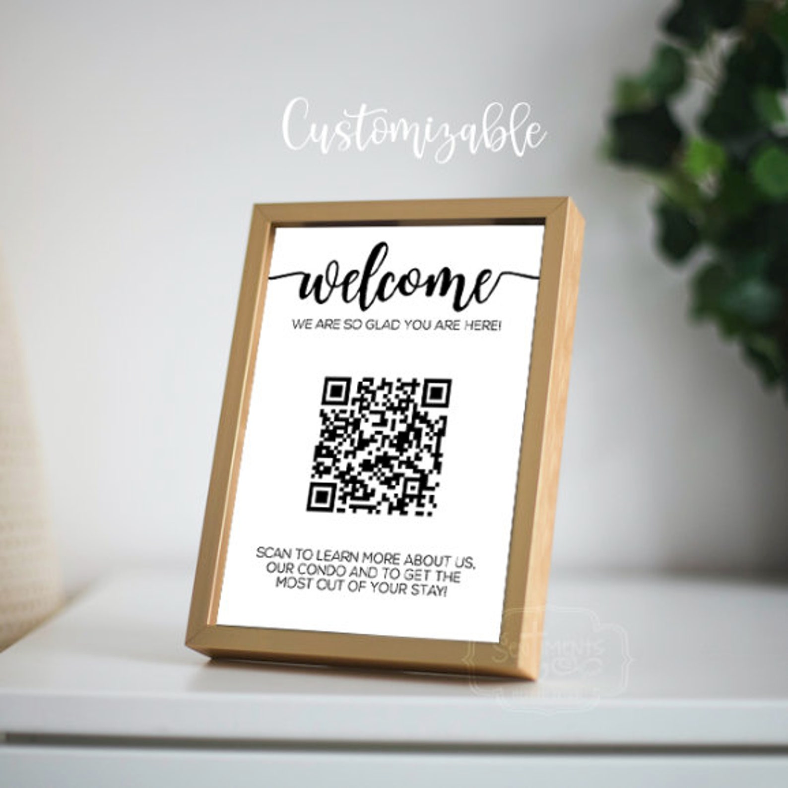 Printable Table Top QR Code Sign Welcome to Condo or House | Etsy