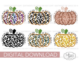 Jesienny lampart dynia Święto Dziękczynienia Sublimacja Projekt Pismo Chrześcijańskie Wydruk Psalm 107:1 6 Paczek Projektów Oddaj Podziękowania Panu