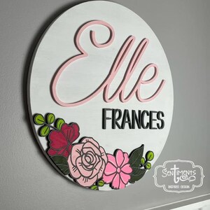 18&quot; Floral Circle Round Digital File ONLY - laser, Glowforge, Vector, wood, doorhanger, sign, baby, door sign, 3D Flower SVG