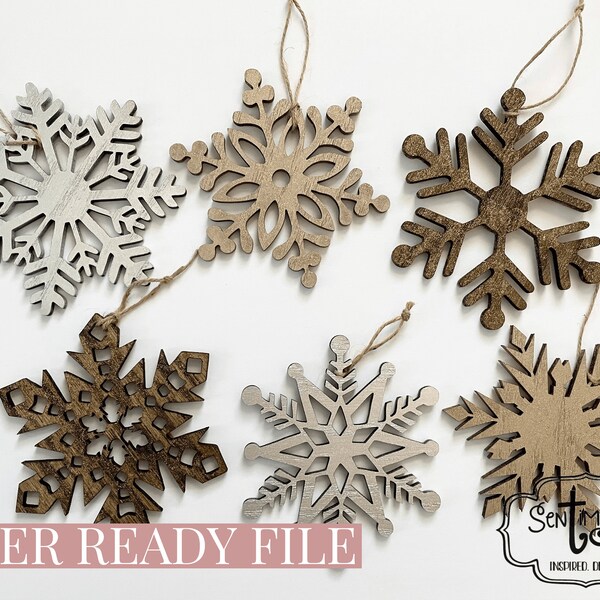 Basic Simple 6 Snowflake Digital Download - Laser, Christmas, 2020, Gift, House, Glowforge, Vector, wood, acrylic, table, decor, winter
