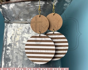 Kolczyki z podwójnym kółkiem i paskiem TYLKO PLIK CYFROWY - laser, tęcza, Glowforge, wektor, drewno, akryl, lustrzana etykieta, łza, biżuteria