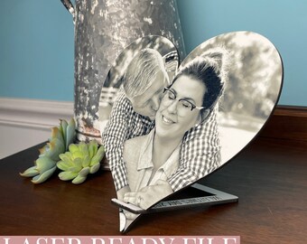 Stojak na zdjęcia Valentine Wood Heart TYLKO PLIK CYFROWY - Druk sublimacyjny laserowy, 2021, Prezent, Glowforge, Wektor, dzieci, akryl, Prezent, Mąż