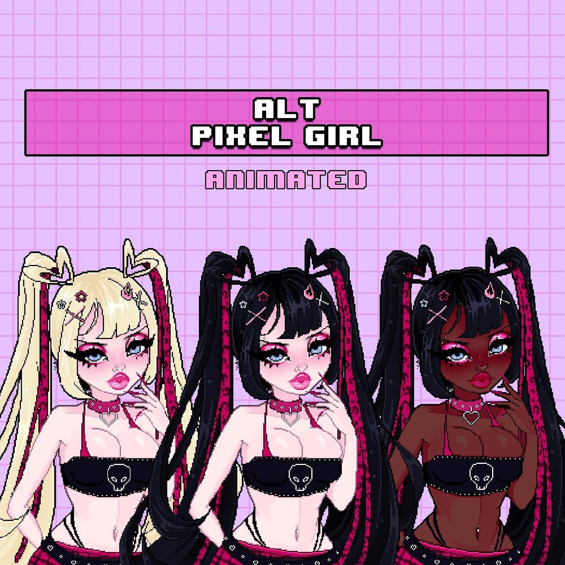 Pixels Alt PIXEL Alt Girl | ANIMATED | PNGTUBER | Ready to Use | Twitch Discord ...