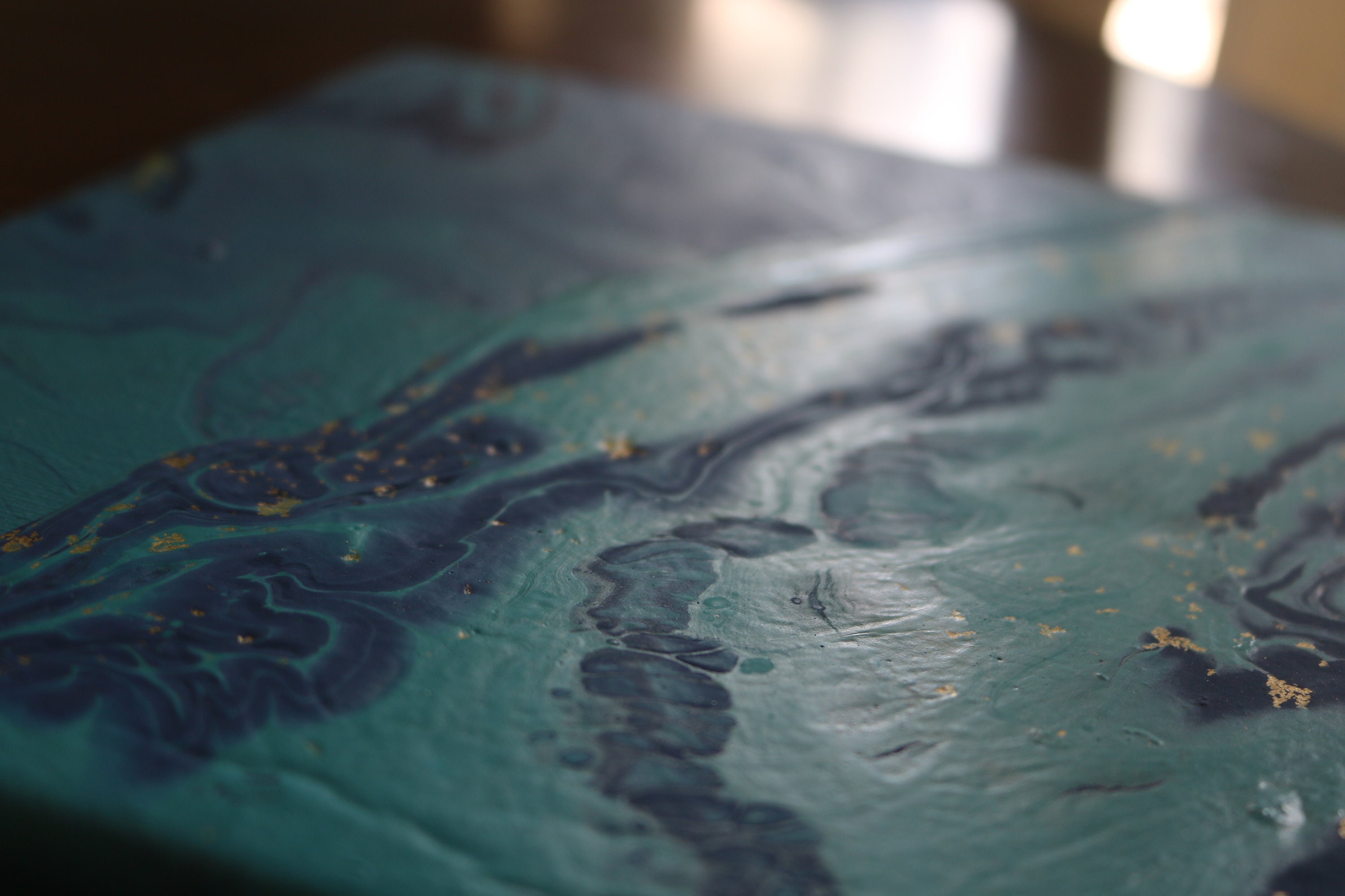Ocean painting with gold flecks Etsy