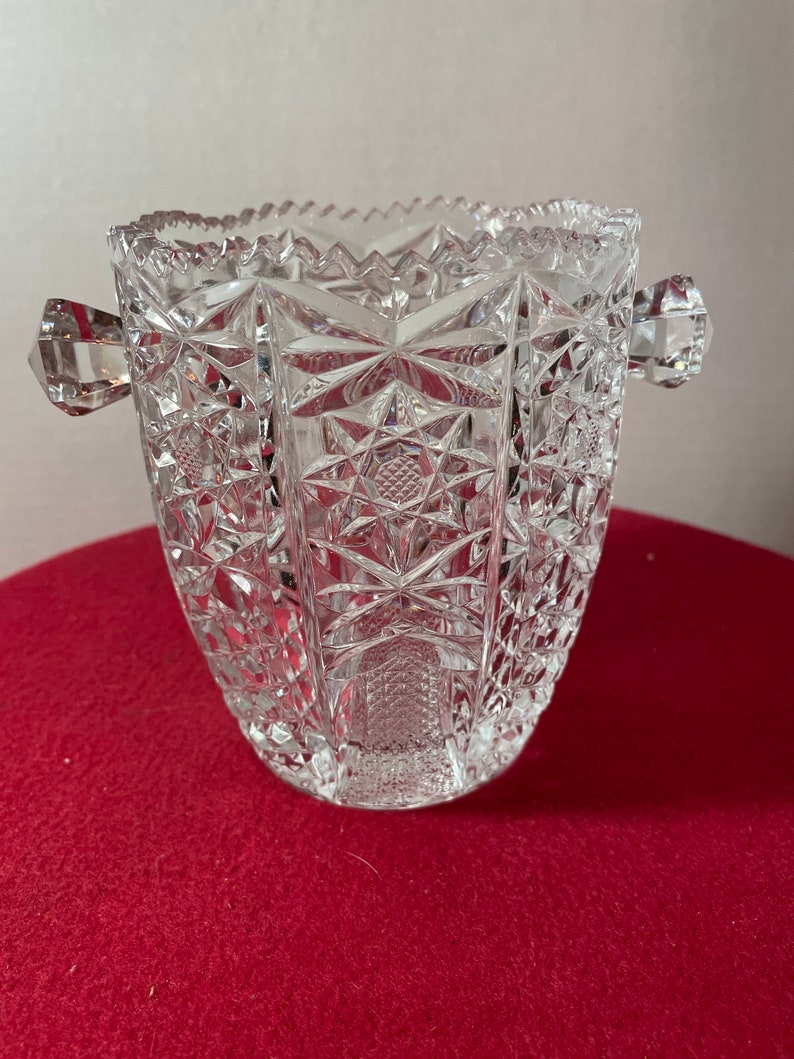 Vintage Lead Crystal Pressed Glass Ice Bucket Etsy