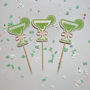 Margs and Matrimony Cupcake Toppers Bachelorette Party Decorations Final Fiesta Birthday 21st Cake Topper Margarita Glass Bridal Beach Party