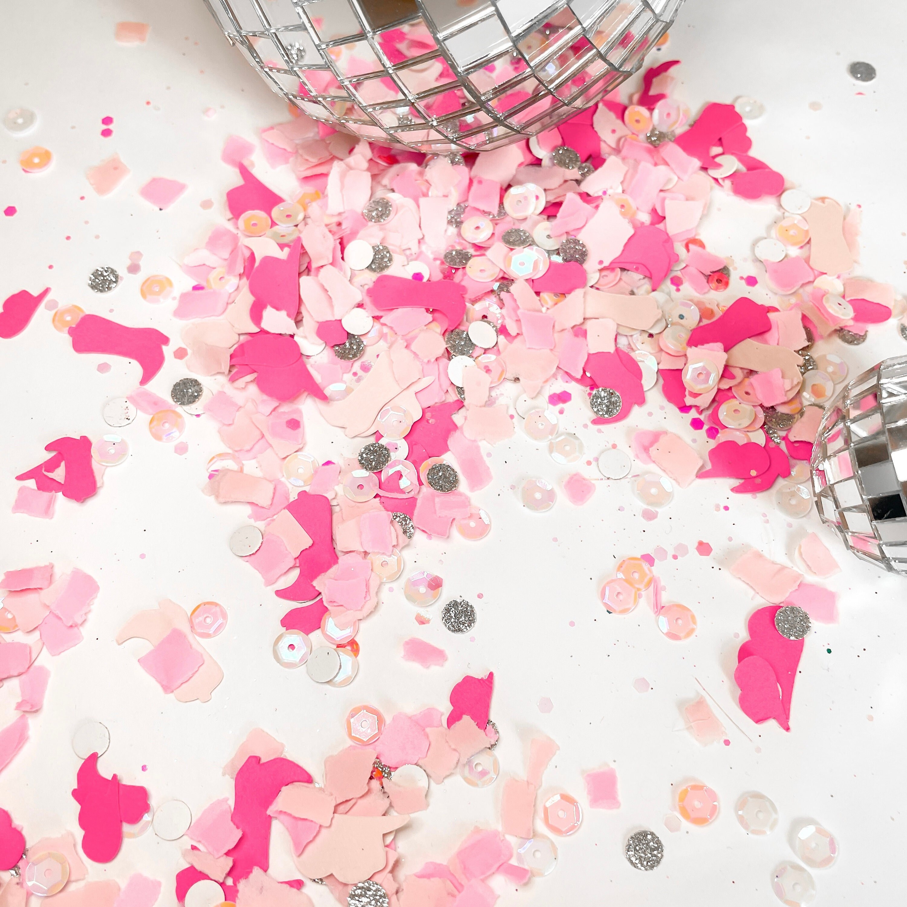 Disco Confetti Party Table Decor 1st Birthday Cow Girl Bachelorette Party Cowgirl Disco Pink Boots Scrapbook Sequin Mix