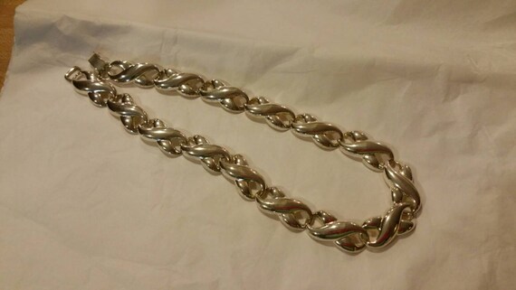 Silver metal chain link choker style necklace - image 2