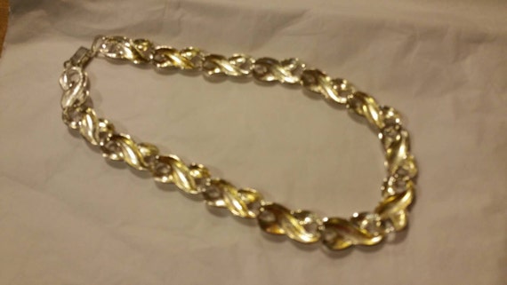 Silver metal chain link choker style necklace - image 3