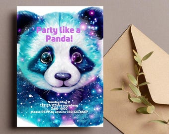 Editable Panda party invitation, panda donut Birthday,   5x7 invites