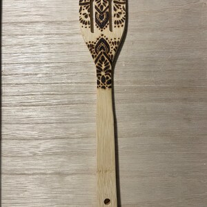 Wood Burned Bamboo Spatula