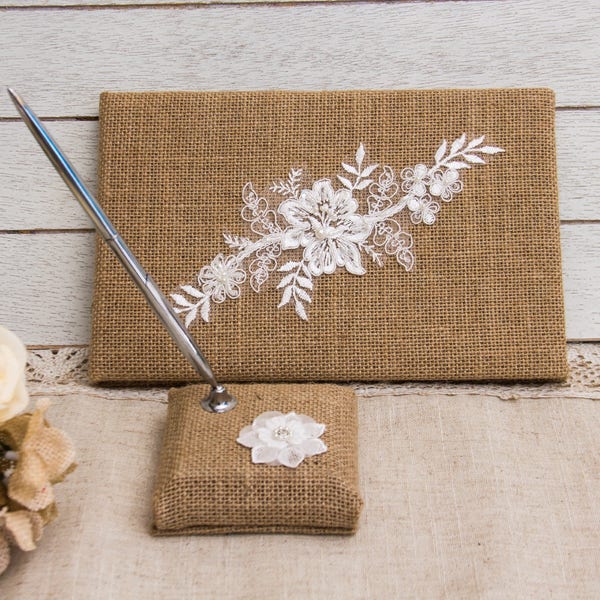 Burlap Guest Book Etsy