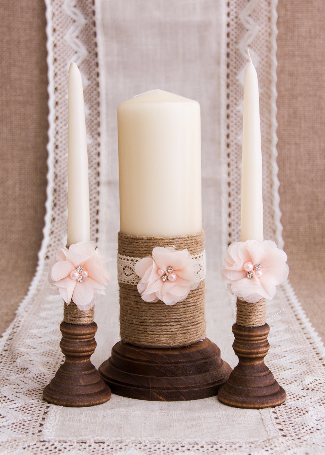 Rustic Wedding Candles Rustic Unity Candle Set Wedding Unity Candle ...