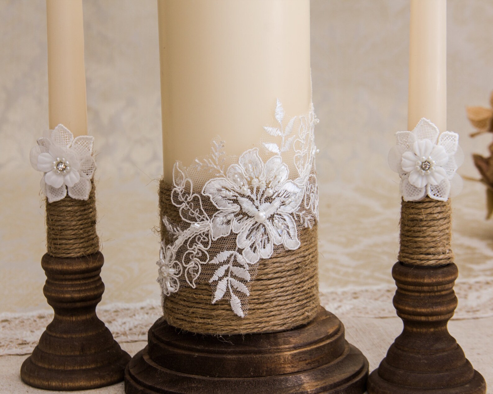 Rustic Wedding Candles Set Personalized Unity Candle Set - Etsy