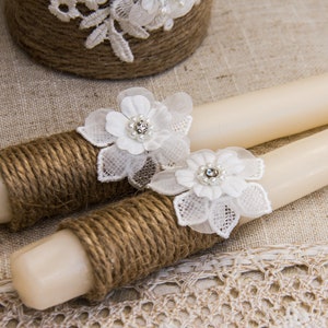 Rustic Wedding Candles Rustic Unity Candle Set Wedding Unity Candle Wedding Unity Twine Wedding Candles image 8