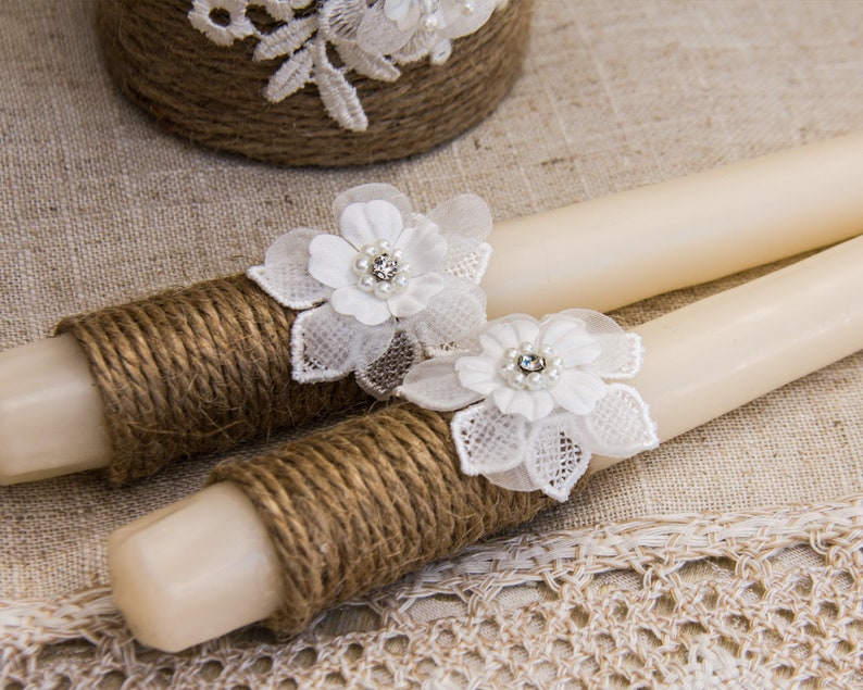 Rustic Wedding Candles Rustic Unity Candle Set Wedding Unity Candle Wedding Unity Twine Wedding Candles image 8