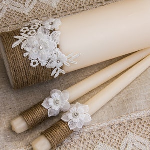 Rustic Wedding Candles Rustic Unity Candle Set Wedding Unity Candle Wedding Unity Twine Wedding Candles image 9