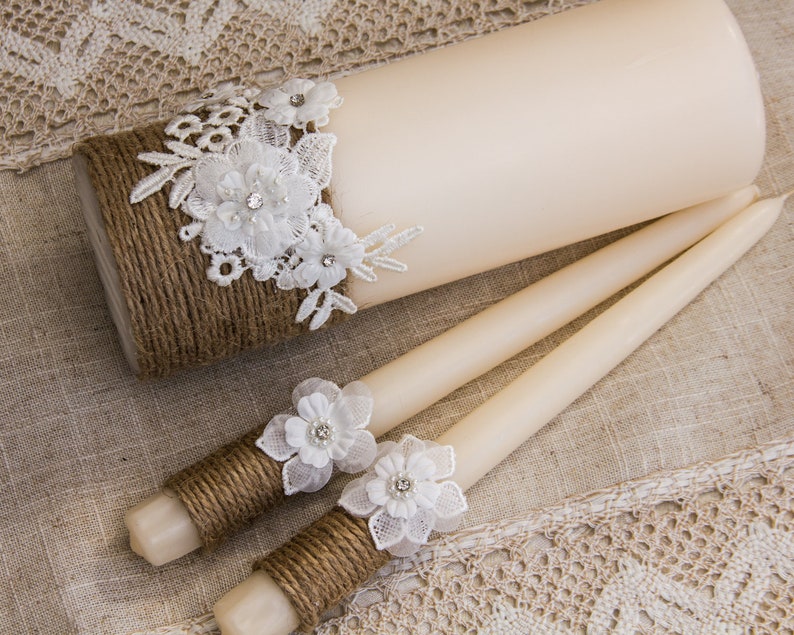 Rustic Wedding Candles Rustic Unity Candle Set Wedding Unity Candle Wedding Unity Twine Wedding Candles image 9