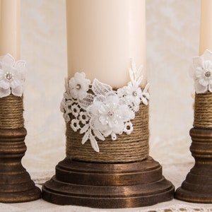 Rustic Wedding Candles Rustic Unity Candle Set Wedding Unity Candle Wedding Unity Twine Wedding Candles image 1
