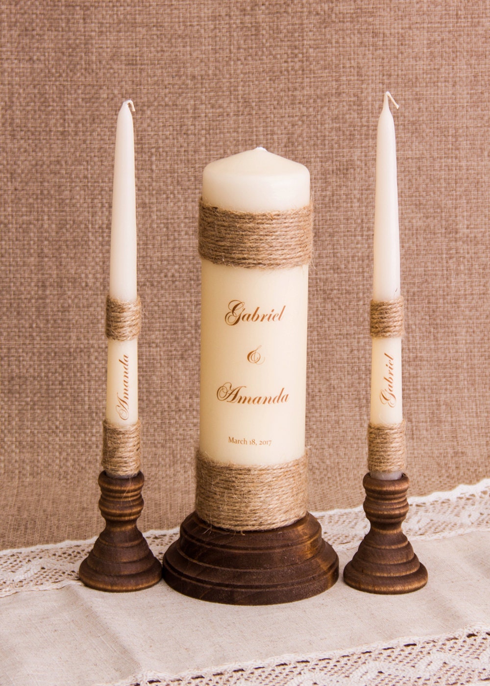 Personalized Rustic Wedding Candles Rustic Unity Candle Set Wedding Unity Candle Wedding Unity