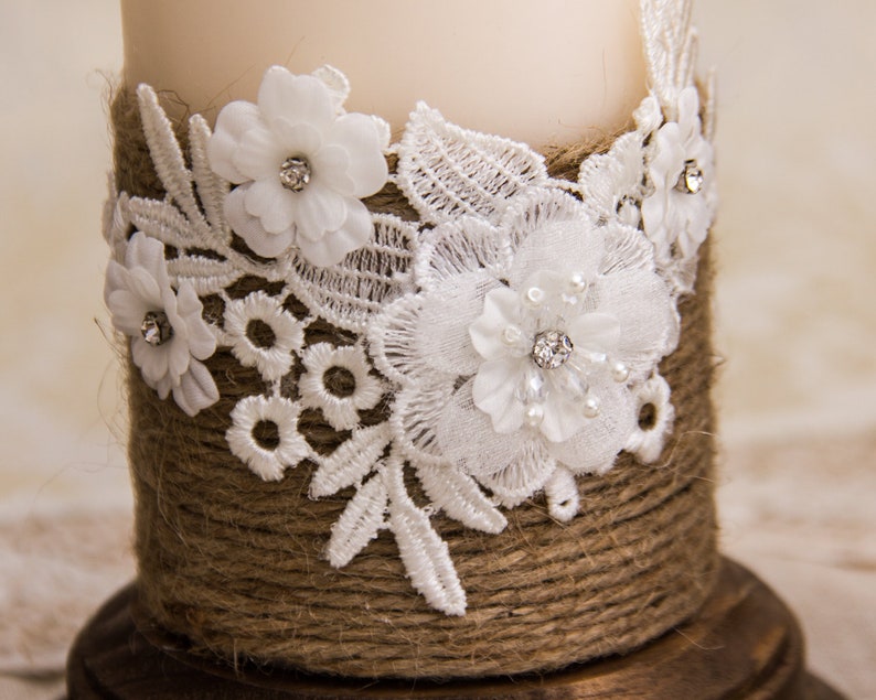 Rustic Wedding Candles Rustic Unity Candle Set Wedding Unity Candle Wedding Unity Twine Wedding Candles image 3