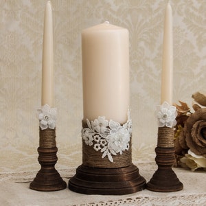 Rustic Wedding Candles Rustic Unity Candle Set Wedding Unity Candle Wedding Unity Twine Wedding Candles image 4