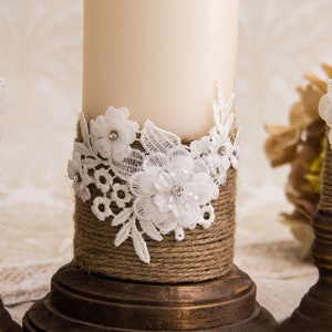 Rustic Wedding Candles Rustic Unity Candle Set Wedding Unity Candle Wedding Unity Twine Wedding Candles image 2