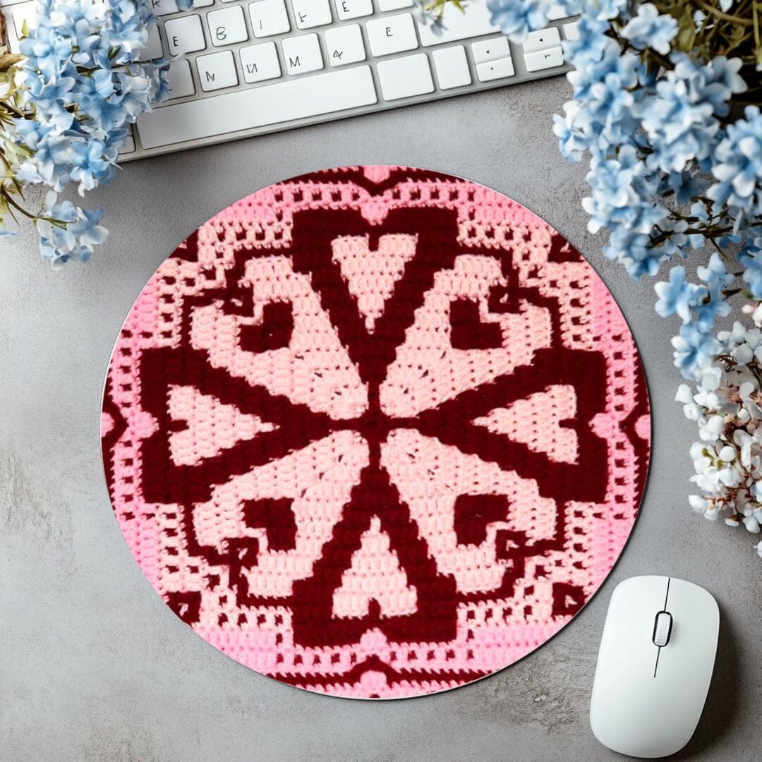 Mousepad With Crochet Doily Print, Computer Desk Accessories, Christmas ...