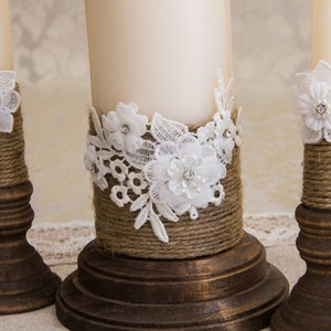 Rustic Wedding Candles Rustic Unity Candle Set Wedding Unity Candle Wedding Unity Twine Wedding Candles image 5