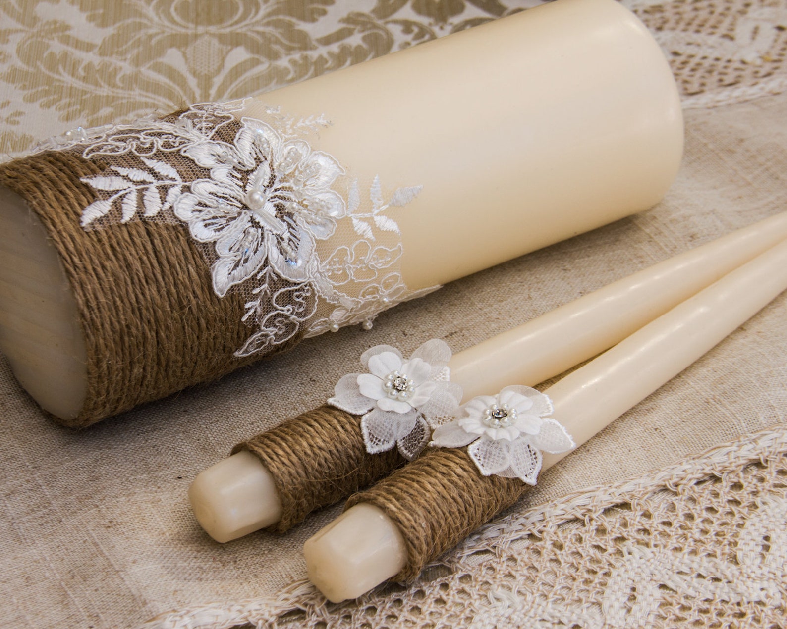 Rustic Wedding Candles Set Personalized Unity Candle Set - Etsy