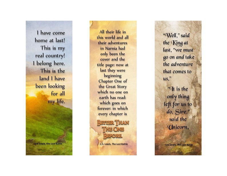 chronicles of narnia the last battle bookmarks instant etsy