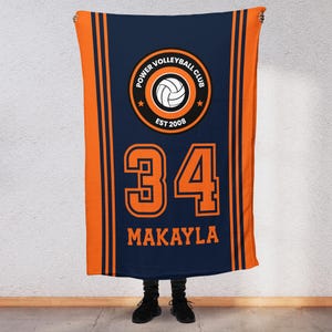 Volleyball  Team Blanket, Club Logo, Personalized Custom Name & Color, Multiple Types and Sizes, Senior End of Year Gift Player Coach VB2