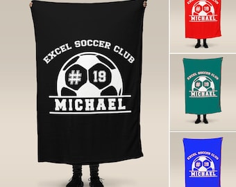 Custom Soccer Blanket, Personalized Name, Team Name, Player Number, Can Be Customized, Team Gift, Spirit Wear, Mom Dad Fan Gear S28