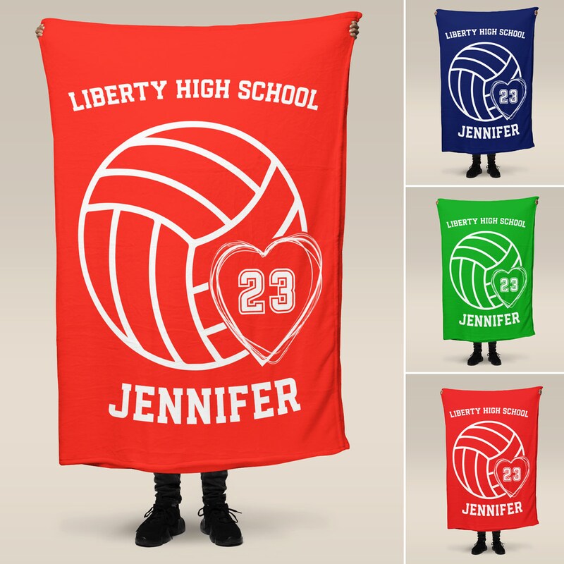 Volleyball  Team Blanket, Spirit Wear, Personalized Custom Name & Color, Multiple Types and Sizes, Senior End of Year Gift Player Coach S1