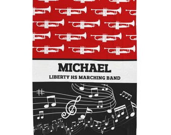 Custom Music Blanket, Marching Band, Orchestra, Personalized Name, Color, School, Instrument, Trumpet, Clarinet, Tuba, Trombone, more  S24