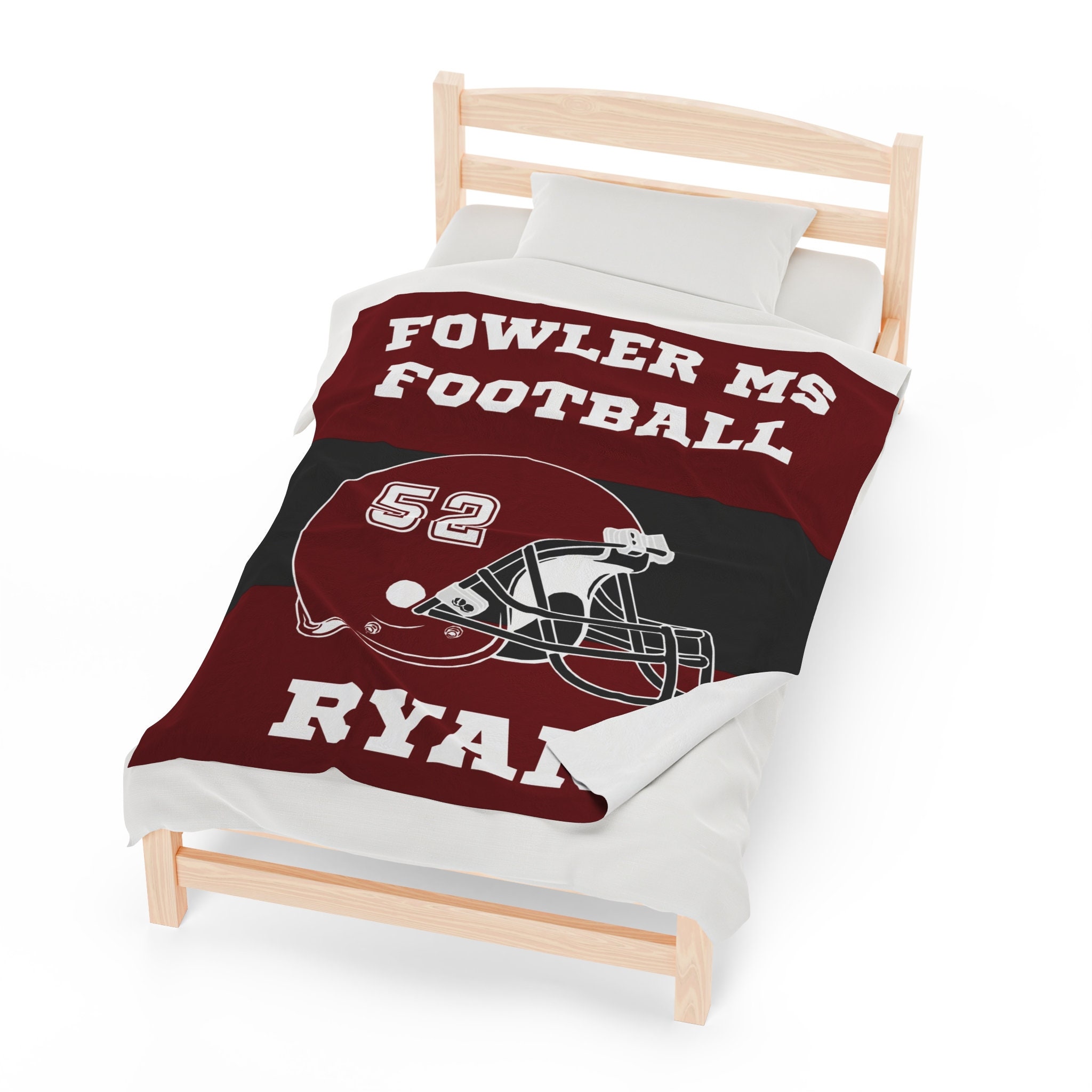 Personalized Football Stadium Blanket, Custom Name, Number, Color