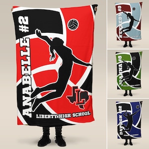 Volleyball Blanket, Team Spirit Wear, Personalized Custom Name & Color, Multiple Types and Sizes, Senior End of Year Gift for Player Coach