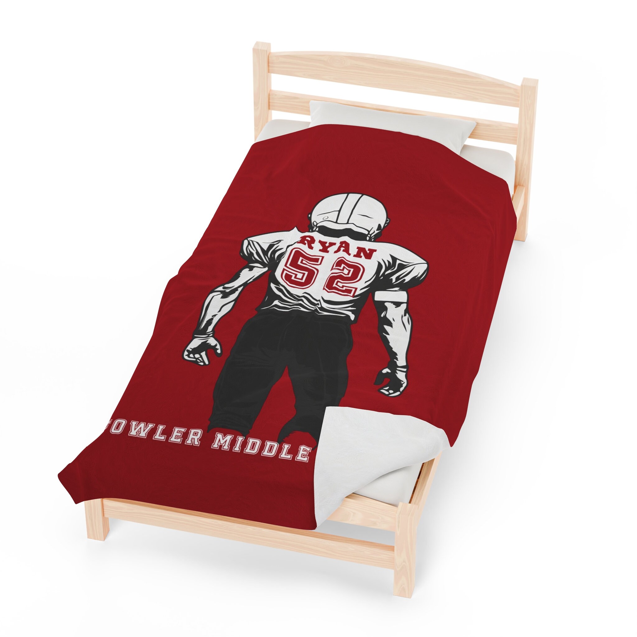 Personalized Football Stadium Blanket, Custom Name, Number, Color