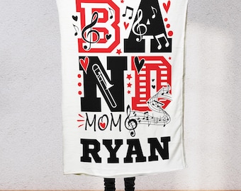 Custom Music Blanket, Marching Band, Orchestra, Personalized Name, Color, School, Instrument, Trumpet, Clarinet, Tuba, Violine and More  M1