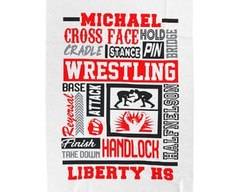 Custom Wrestling School Blanket End of Year Senior Night Keepsake Coach Gift Ideas Wrestler Son or Daughter W1