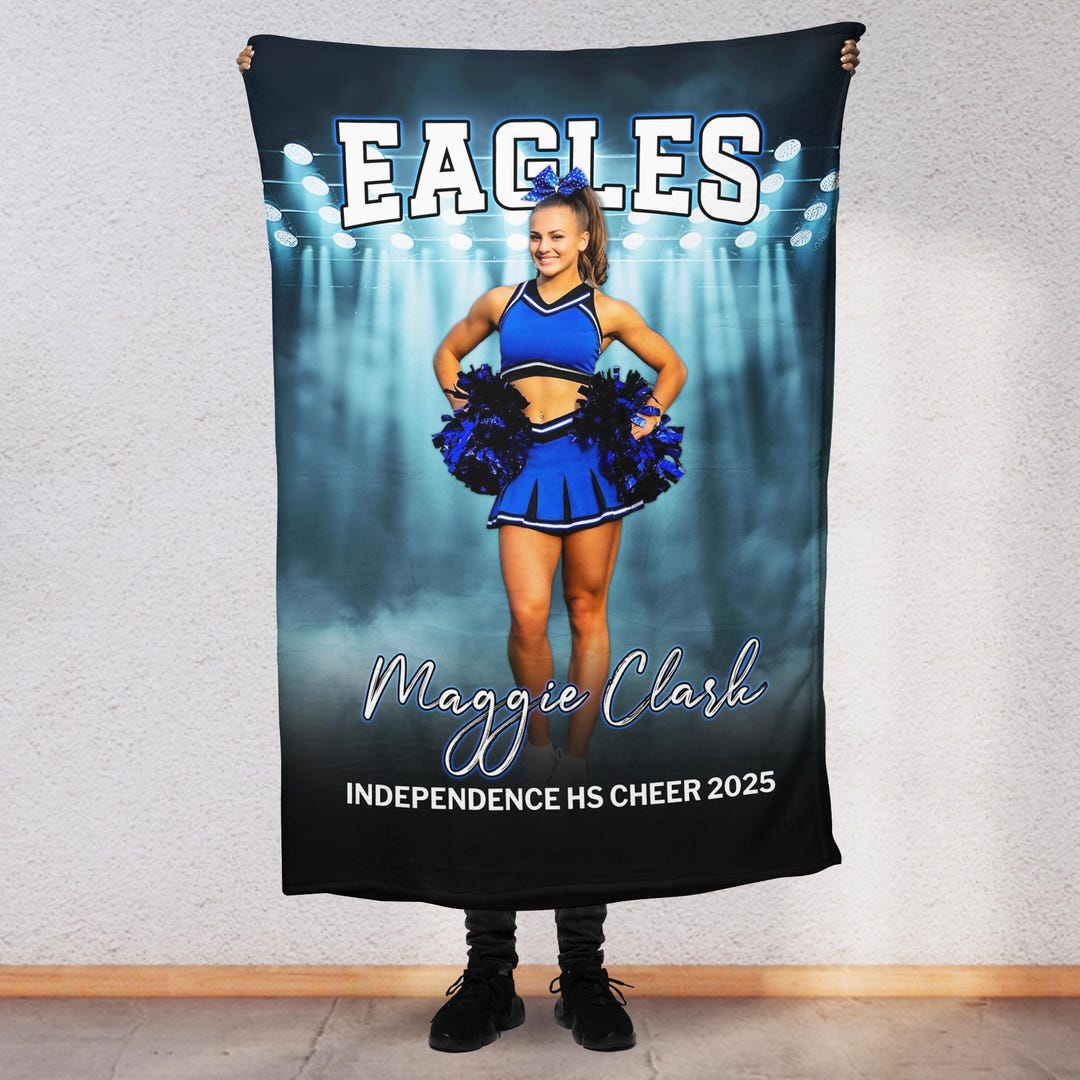 Cheer Photo Blanket, Custom Name Color Team, End of Year Spirit Wear ...