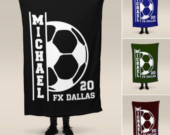 Custom Team Soccer Blanket, Personalized Name, Team Name, Player Number, Can Be Customized, Team Gift, Spirit Wear, Mom Dad Fan Gear S30