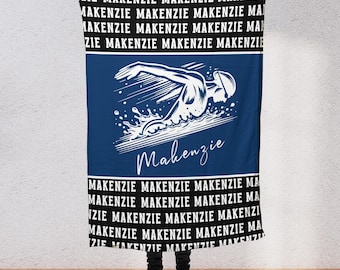 Custom Swim for Girls  Personalized Team Blanket Repeating Name Swim Coach Senior Gift for Swim Team Swimmer Club Swimming Coaches SW5