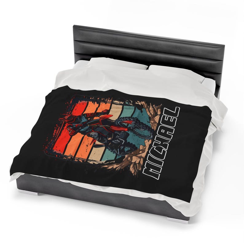 Custom Dirt Bike Blanket Personalized Name Colors Dirtbike Racing