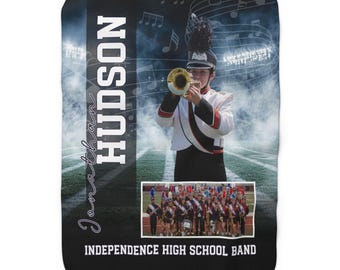 Custom Marching Band Photo Blanket, Senior Night, Graduation, Trombone, Drum Major, Trumpet, Clarinet, Tuba, Violine and More  MB1