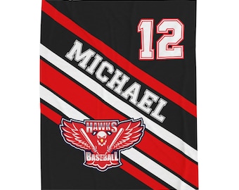 Any Sport Custom Photo Blanket, Personalized Name, Throw Blanket, Baseball Gifts, Soccer, Baseball, Basketball  Team End of Year Keepsake B5