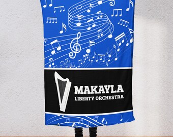 Custom Orchestra Student Music Blanket Violin Viola Cello Harp Flute Oboe Clarinet and More End of Year Memory Senior Night Keepsake O1